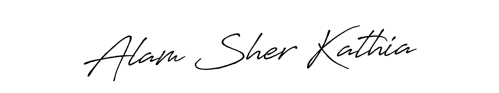 How to make Alam Sher Kathia name signature. Use Antro_Vectra_Bolder style for creating short signs online. This is the latest handwritten sign. Alam Sher Kathia signature style 7 images and pictures png