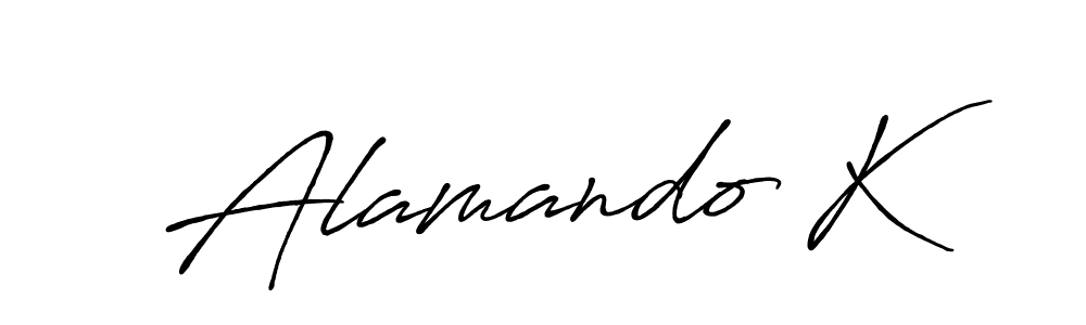 if you are searching for the best signature style for your name Alamando K. so please give up your signature search. here we have designed multiple signature styles  using Antro_Vectra_Bolder. Alamando K signature style 7 images and pictures png