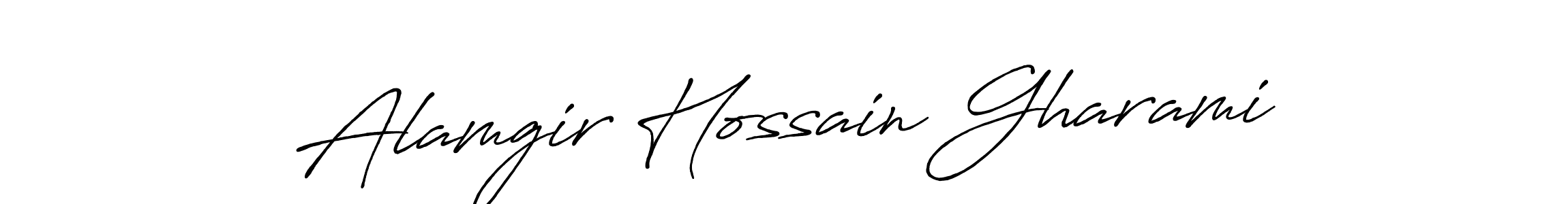 Make a beautiful signature design for name Alamgir Hossain Gharami. With this signature (Antro_Vectra_Bolder) style, you can create a handwritten signature for free. Alamgir Hossain Gharami signature style 7 images and pictures png