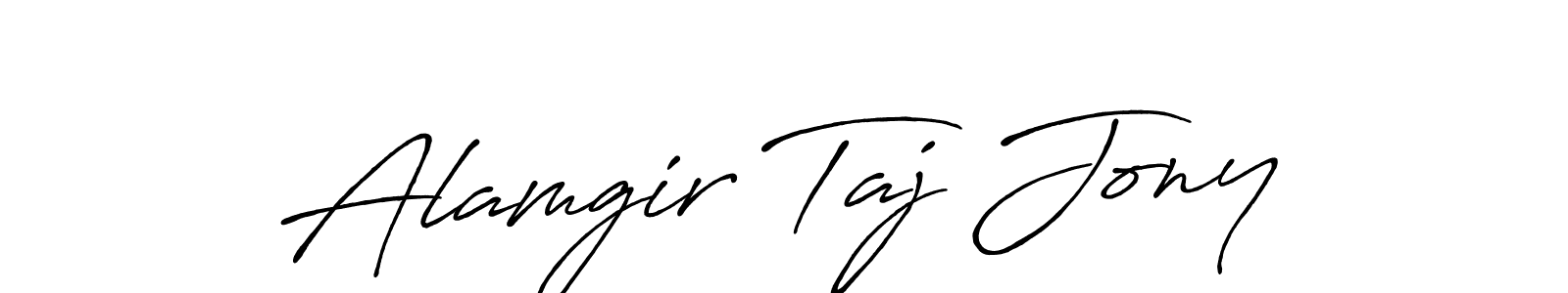 Create a beautiful signature design for name Alamgir Taj Jony. With this signature (Antro_Vectra_Bolder) fonts, you can make a handwritten signature for free. Alamgir Taj Jony signature style 7 images and pictures png