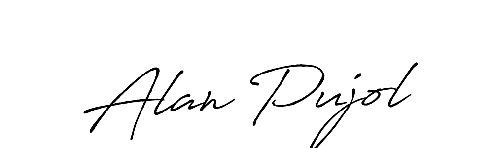 How to make Alan Pujol name signature. Use Antro_Vectra_Bolder style for creating short signs online. This is the latest handwritten sign. Alan Pujol signature style 7 images and pictures png