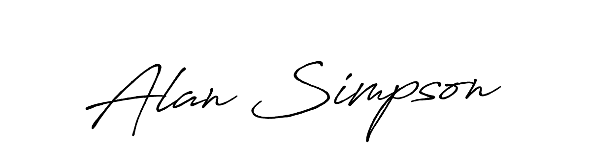 How to make Alan Simpson name signature. Use Antro_Vectra_Bolder style for creating short signs online. This is the latest handwritten sign. Alan Simpson signature style 7 images and pictures png