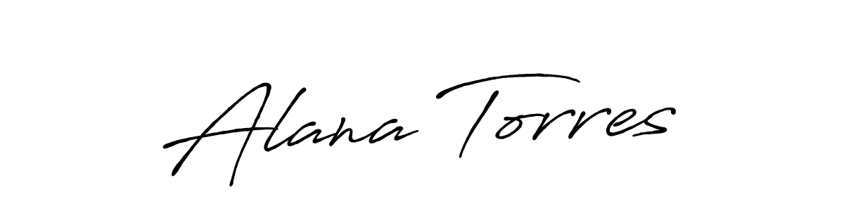 Create a beautiful signature design for name Alana Torres. With this signature (Antro_Vectra_Bolder) fonts, you can make a handwritten signature for free. Alana Torres signature style 7 images and pictures png