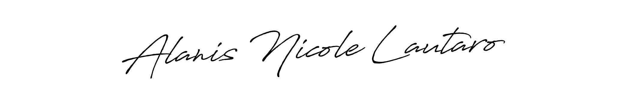 How to make Alanis Nicole Lautaro name signature. Use Antro_Vectra_Bolder style for creating short signs online. This is the latest handwritten sign. Alanis Nicole Lautaro signature style 7 images and pictures png