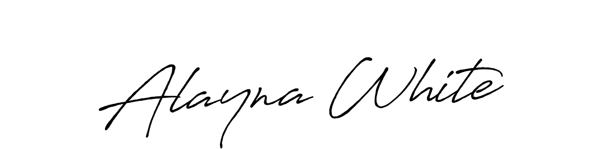 The best way (Antro_Vectra_Bolder) to make a short signature is to pick only two or three words in your name. The name Alayna White include a total of six letters. For converting this name. Alayna White signature style 7 images and pictures png