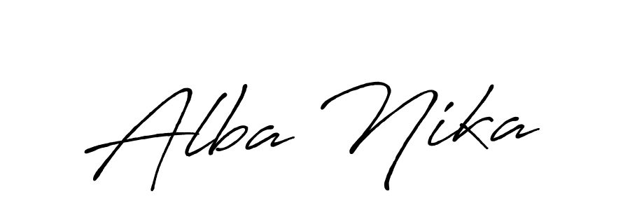 The best way (Antro_Vectra_Bolder) to make a short signature is to pick only two or three words in your name. The name Alba Nika include a total of six letters. For converting this name. Alba Nika signature style 7 images and pictures png