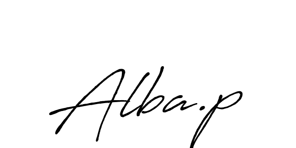 How to make Alba.p name signature. Use Antro_Vectra_Bolder style for creating short signs online. This is the latest handwritten sign. Alba.p signature style 7 images and pictures png