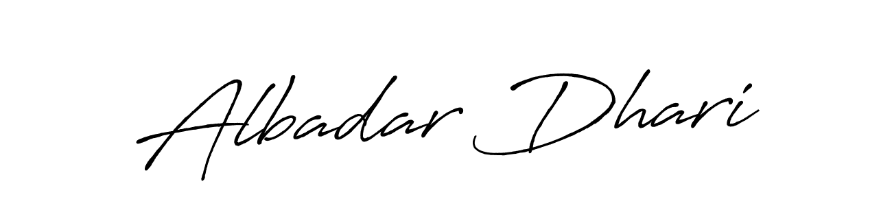 Make a beautiful signature design for name Albadar Dhari. With this signature (Antro_Vectra_Bolder) style, you can create a handwritten signature for free. Albadar Dhari signature style 7 images and pictures png