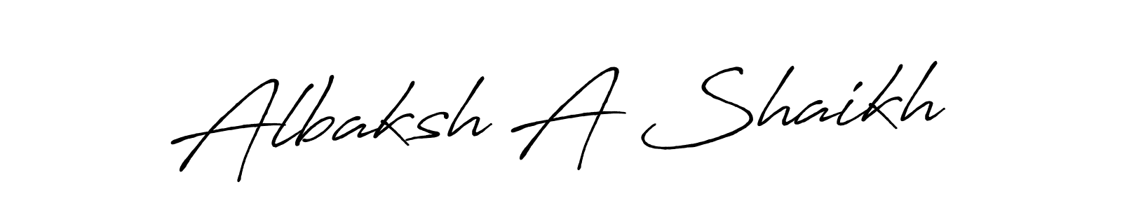 Also we have Albaksh A Shaikh name is the best signature style. Create professional handwritten signature collection using Antro_Vectra_Bolder autograph style. Albaksh A Shaikh signature style 7 images and pictures png