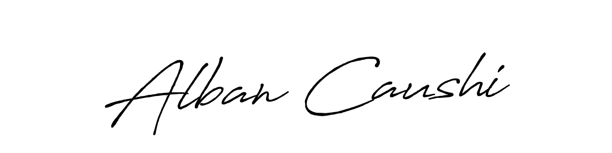How to make Alban Caushi name signature. Use Antro_Vectra_Bolder style for creating short signs online. This is the latest handwritten sign. Alban Caushi signature style 7 images and pictures png
