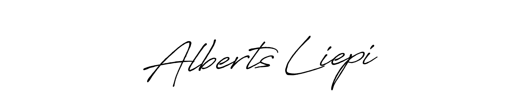 Create a beautiful signature design for name Alberts Liepiņš. With this signature (Antro_Vectra_Bolder) fonts, you can make a handwritten signature for free. Alberts Liepiņš signature style 7 images and pictures png