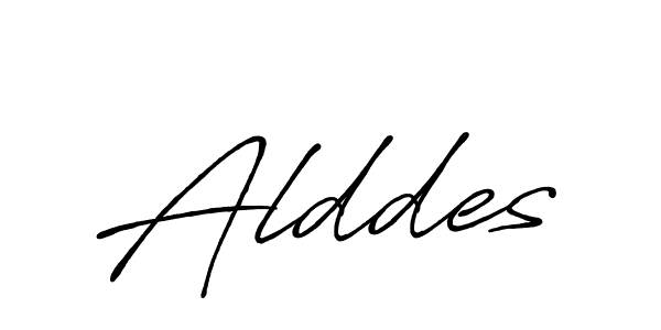 Use a signature maker to create a handwritten signature online. With this signature software, you can design (Antro_Vectra_Bolder) your own signature for name Alddes. Alddes signature style 7 images and pictures png