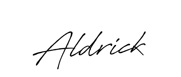 Use a signature maker to create a handwritten signature online. With this signature software, you can design (Antro_Vectra_Bolder) your own signature for name Aldrick. Aldrick signature style 7 images and pictures png