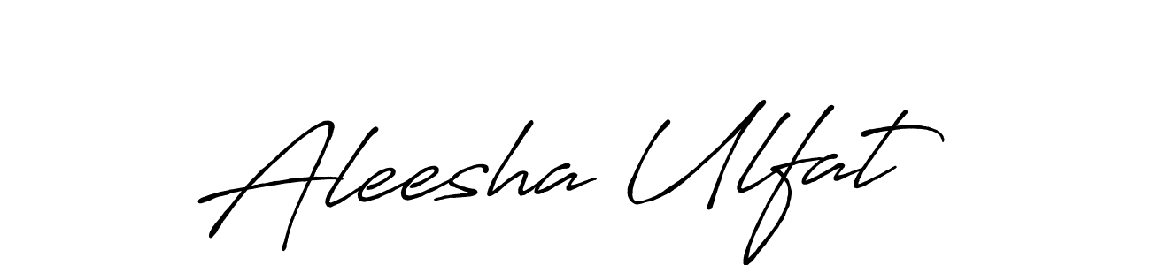 Make a beautiful signature design for name Aleesha Ulfat. With this signature (Antro_Vectra_Bolder) style, you can create a handwritten signature for free. Aleesha Ulfat signature style 7 images and pictures png