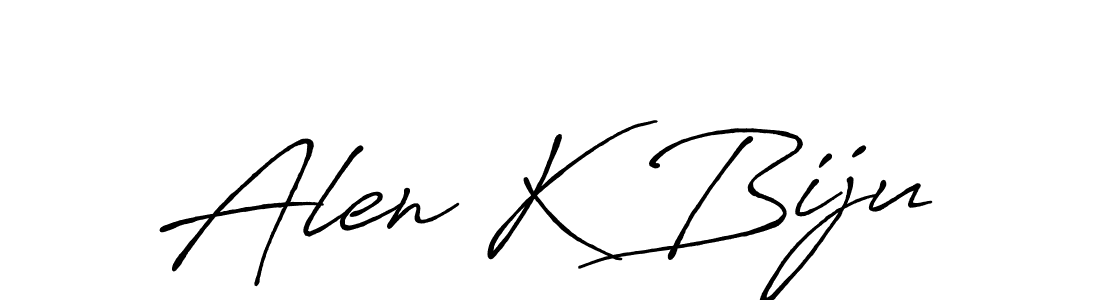 Use a signature maker to create a handwritten signature online. With this signature software, you can design (Antro_Vectra_Bolder) your own signature for name Alen K Biju. Alen K Biju signature style 7 images and pictures png