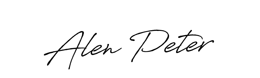 Alen Peter stylish signature style. Best Handwritten Sign (Antro_Vectra_Bolder) for my name. Handwritten Signature Collection Ideas for my name Alen Peter. Alen Peter signature style 7 images and pictures png