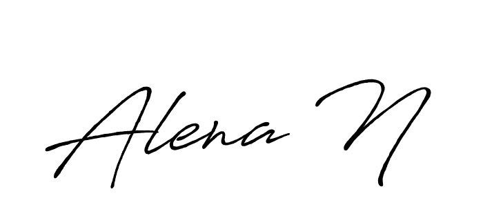 The best way (Antro_Vectra_Bolder) to make a short signature is to pick only two or three words in your name. The name Alena N include a total of six letters. For converting this name. Alena N signature style 7 images and pictures png