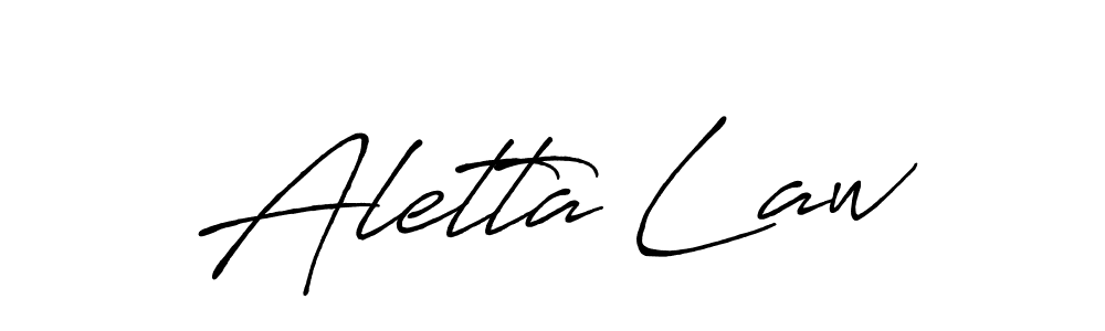 How to make Aletta Law name signature. Use Antro_Vectra_Bolder style for creating short signs online. This is the latest handwritten sign. Aletta Law signature style 7 images and pictures png