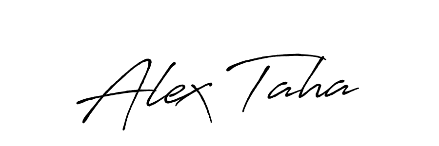 Make a beautiful signature design for name Alex Taha. With this signature (Antro_Vectra_Bolder) style, you can create a handwritten signature for free. Alex Taha signature style 7 images and pictures png