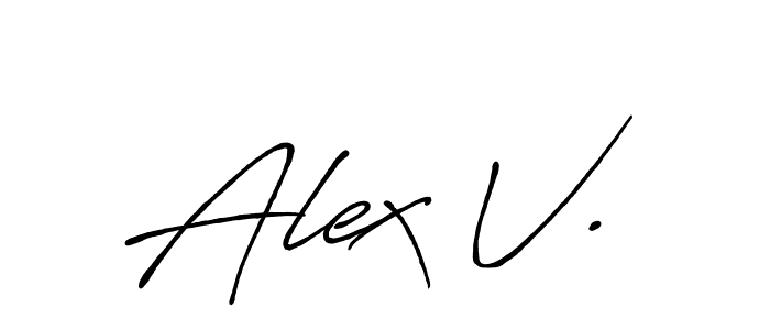 Use a signature maker to create a handwritten signature online. With this signature software, you can design (Antro_Vectra_Bolder) your own signature for name Alex V.. Alex V. signature style 7 images and pictures png