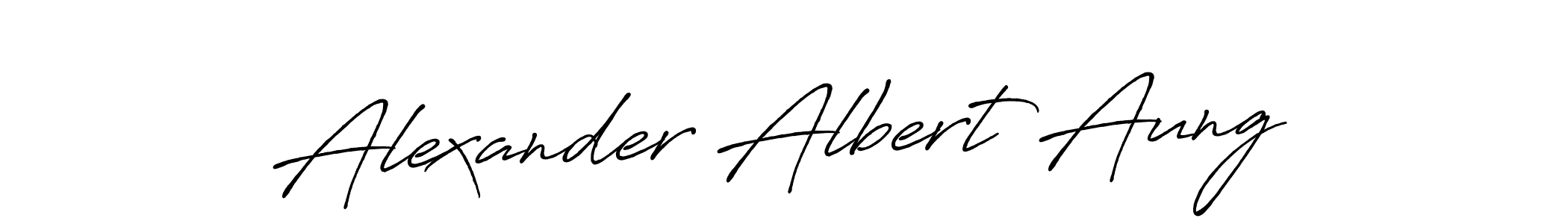 The best way (Antro_Vectra_Bolder) to make a short signature is to pick only two or three words in your name. The name Alexander Albert Aung include a total of six letters. For converting this name. Alexander Albert Aung signature style 7 images and pictures png