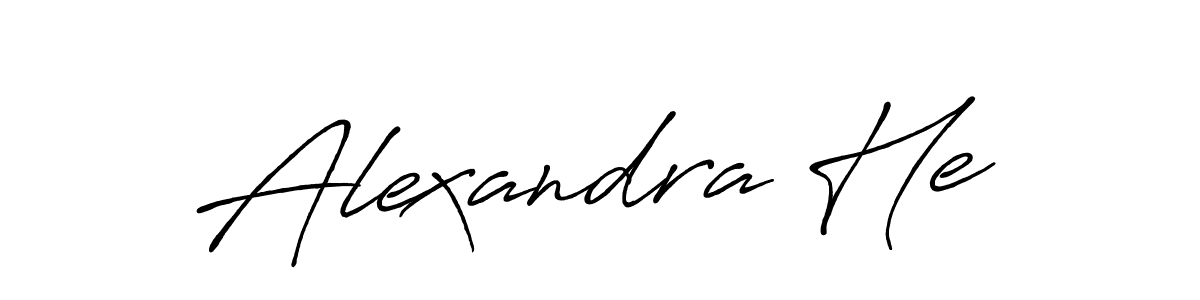 How to make Alexandra He name signature. Use Antro_Vectra_Bolder style for creating short signs online. This is the latest handwritten sign. Alexandra He signature style 7 images and pictures png