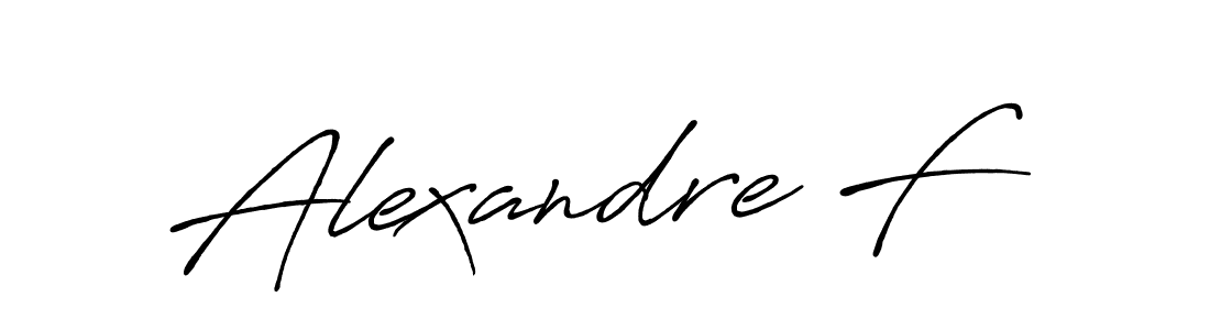 How to make Alexandre F name signature. Use Antro_Vectra_Bolder style for creating short signs online. This is the latest handwritten sign. Alexandre F signature style 7 images and pictures png