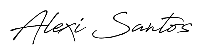 The Antro_Vectra_Bolder handwriting style adds charm and authenticity to name Alexi Santos. A wonderful choice for personal thank-you notes. Alexi Santos signature style 7 images and pictures png
