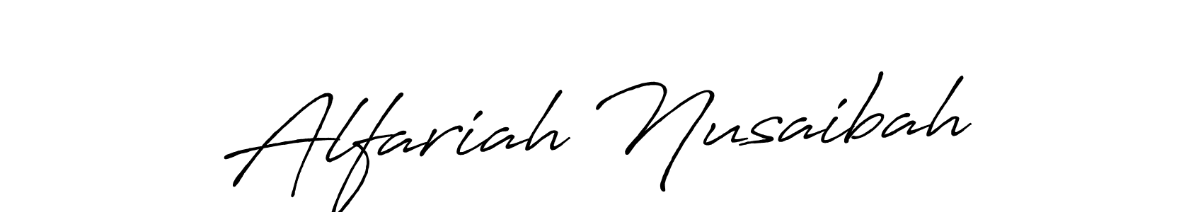 if you are searching for the best signature style for your name Alfariah Nusaibah. so please give up your signature search. here we have designed multiple signature styles  using Antro_Vectra_Bolder. Alfariah Nusaibah signature style 7 images and pictures png