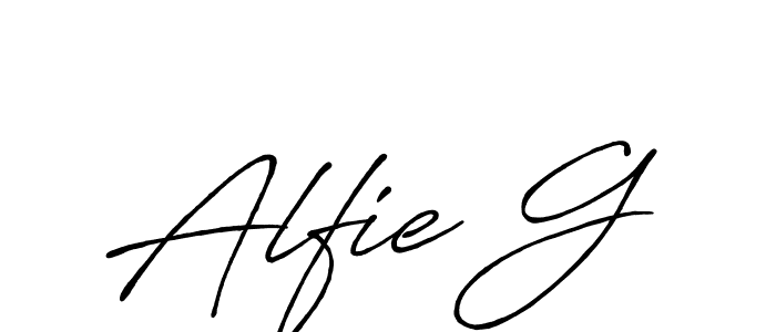 Use a signature maker to create a handwritten signature online. With this signature software, you can design (Antro_Vectra_Bolder) your own signature for name Alfie G. Alfie G signature style 7 images and pictures png