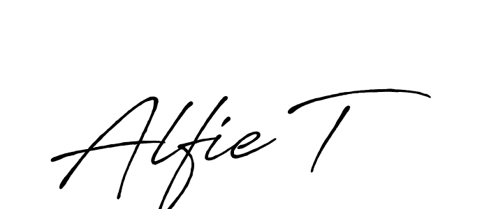 Design your own signature with our free online signature maker. With this signature software, you can create a handwritten (Antro_Vectra_Bolder) signature for name Alfie T. Alfie T signature style 7 images and pictures png