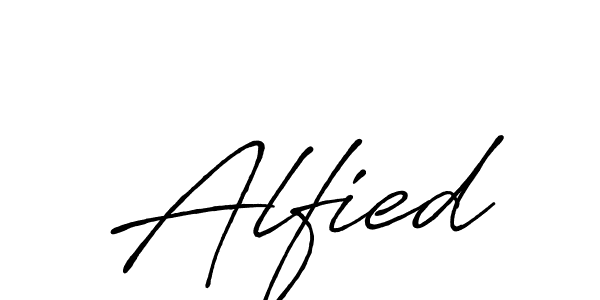 How to make Alfied signature? Antro_Vectra_Bolder is a professional autograph style. Create handwritten signature for Alfied name. Alfied signature style 7 images and pictures png