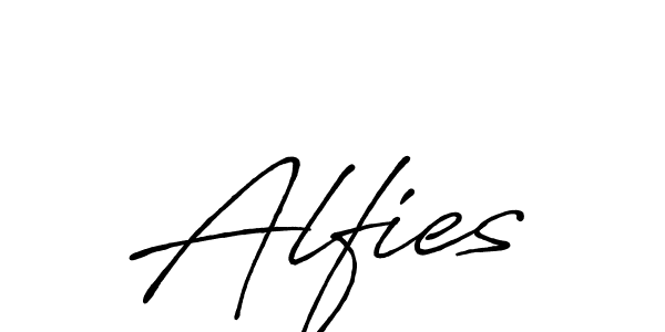 The best way (Antro_Vectra_Bolder) to make a short signature is to pick only two or three words in your name. The name Alfies include a total of six letters. For converting this name. Alfies signature style 7 images and pictures png