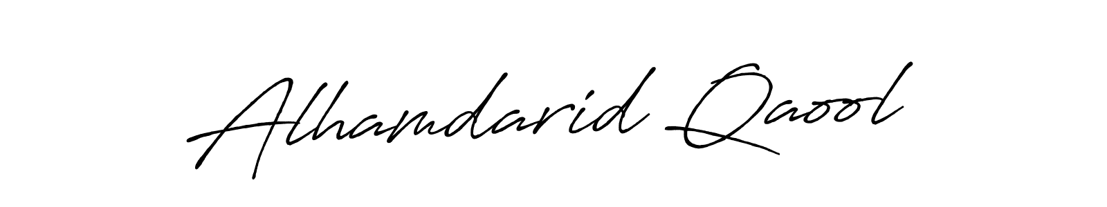 Create a beautiful signature design for name Alhamdarid Qaool. With this signature (Antro_Vectra_Bolder) fonts, you can make a handwritten signature for free. Alhamdarid Qaool signature style 7 images and pictures png