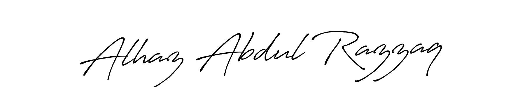 Use a signature maker to create a handwritten signature online. With this signature software, you can design (Antro_Vectra_Bolder) your own signature for name Alhaz Abdul Razzaq. Alhaz Abdul Razzaq signature style 7 images and pictures png