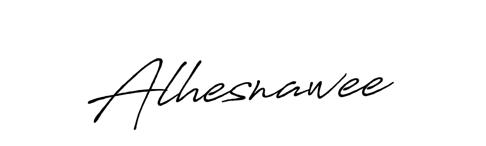 How to make Alhesnawee name signature. Use Antro_Vectra_Bolder style for creating short signs online. This is the latest handwritten sign. Alhesnawee signature style 7 images and pictures png