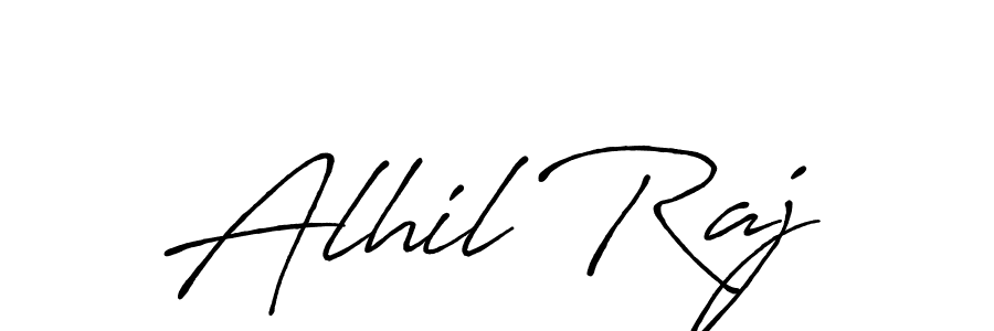 How to make Alhil Raj name signature. Use Antro_Vectra_Bolder style for creating short signs online. This is the latest handwritten sign. Alhil Raj signature style 7 images and pictures png