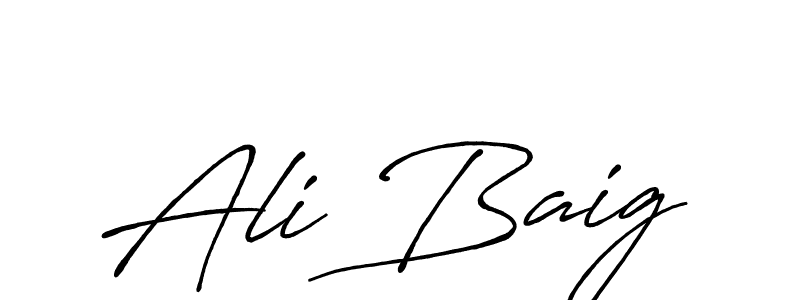 How to make Ali Baig name signature. Use Antro_Vectra_Bolder style for creating short signs online. This is the latest handwritten sign. Ali Baig signature style 7 images and pictures png