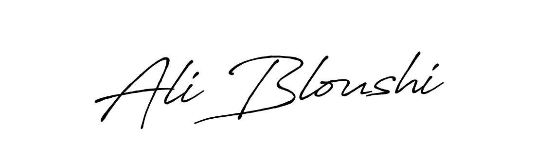 You should practise on your own different ways (Antro_Vectra_Bolder) to write your name (Ali Bloushi) in signature. don't let someone else do it for you. Ali Bloushi signature style 7 images and pictures png