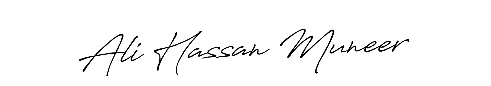 Ali Hassan Muneer stylish signature style. Best Handwritten Sign (Antro_Vectra_Bolder) for my name. Handwritten Signature Collection Ideas for my name Ali Hassan Muneer. Ali Hassan Muneer signature style 7 images and pictures png