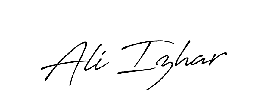How to make Ali Izhar name signature. Use Antro_Vectra_Bolder style for creating short signs online. This is the latest handwritten sign. Ali Izhar signature style 7 images and pictures png