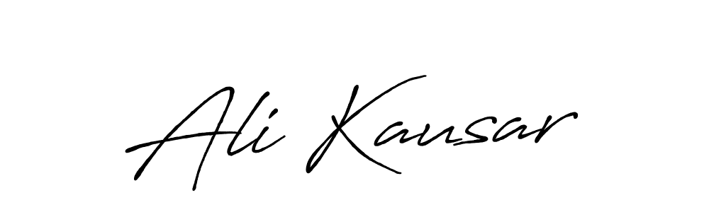 You should practise on your own different ways (Antro_Vectra_Bolder) to write your name (Ali Kausar) in signature. don't let someone else do it for you. Ali Kausar signature style 7 images and pictures png