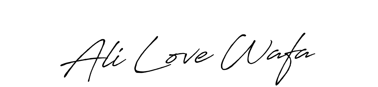 How to make Ali Love Wafa name signature. Use Antro_Vectra_Bolder style for creating short signs online. This is the latest handwritten sign. Ali Love Wafa signature style 7 images and pictures png