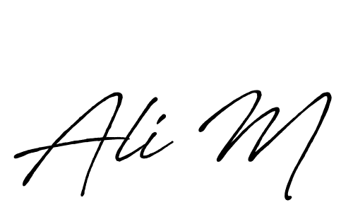 How to make Ali M name signature. Use Antro_Vectra_Bolder style for creating short signs online. This is the latest handwritten sign. Ali M signature style 7 images and pictures png
