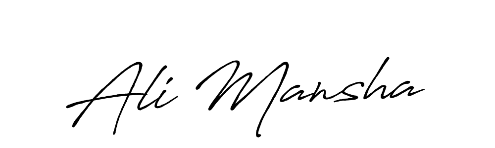 How to make Ali Mansha name signature. Use Antro_Vectra_Bolder style for creating short signs online. This is the latest handwritten sign. Ali Mansha signature style 7 images and pictures png