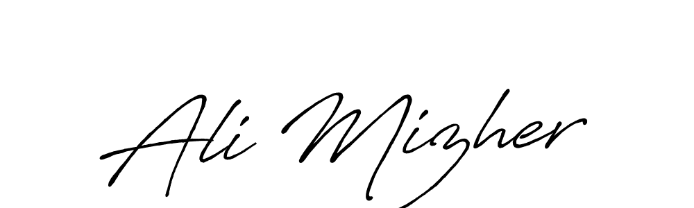 Ali Mizher stylish signature style. Best Handwritten Sign (Antro_Vectra_Bolder) for my name. Handwritten Signature Collection Ideas for my name Ali Mizher. Ali Mizher signature style 7 images and pictures png
