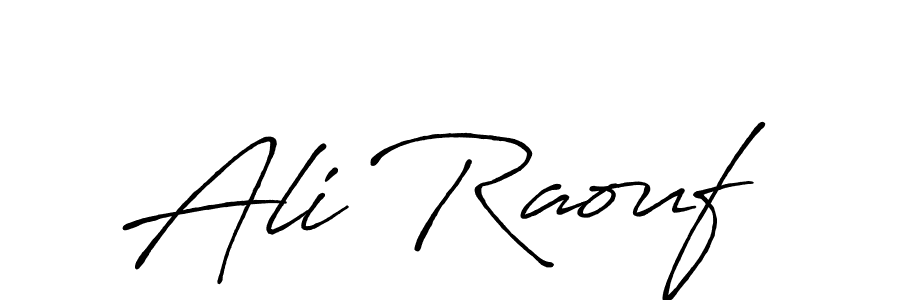 How to make Ali Raouf name signature. Use Antro_Vectra_Bolder style for creating short signs online. This is the latest handwritten sign. Ali Raouf signature style 7 images and pictures png