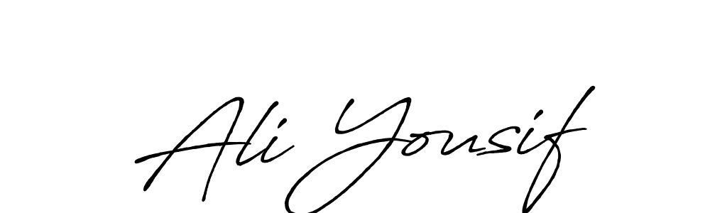 How to make Ali Yousif name signature. Use Antro_Vectra_Bolder style for creating short signs online. This is the latest handwritten sign. Ali Yousif signature style 7 images and pictures png