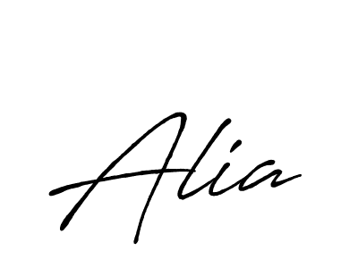 Use a signature maker to create a handwritten signature online. With this signature software, you can design (Antro_Vectra_Bolder) your own signature for name Alia. Alia signature style 7 images and pictures png