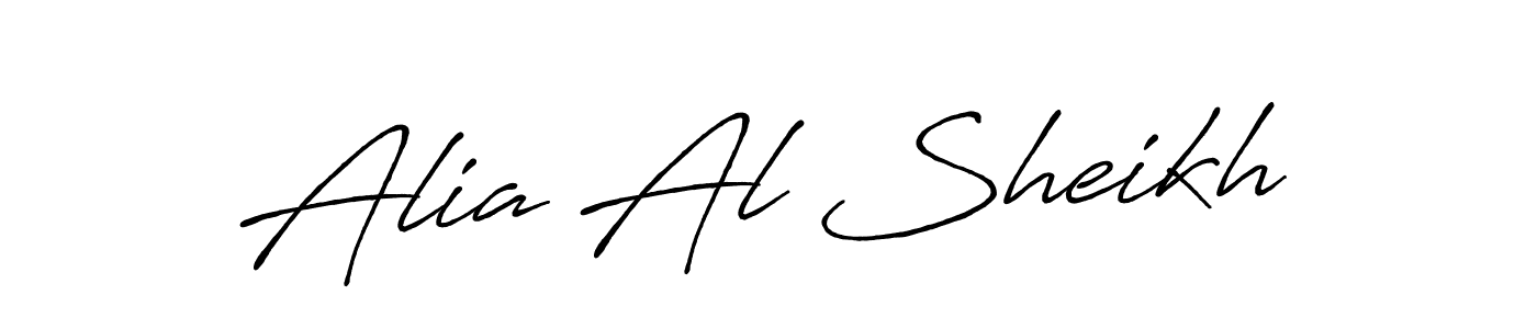 Create a beautiful signature design for name Alia Al Sheikh. With this signature (Antro_Vectra_Bolder) fonts, you can make a handwritten signature for free. Alia Al Sheikh signature style 7 images and pictures png